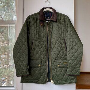 Barbour Kelham Quilted Jacket Green Gold Womens Size 4